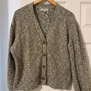 Liverpool Olive Green Marled Button-Front Women's Sweater